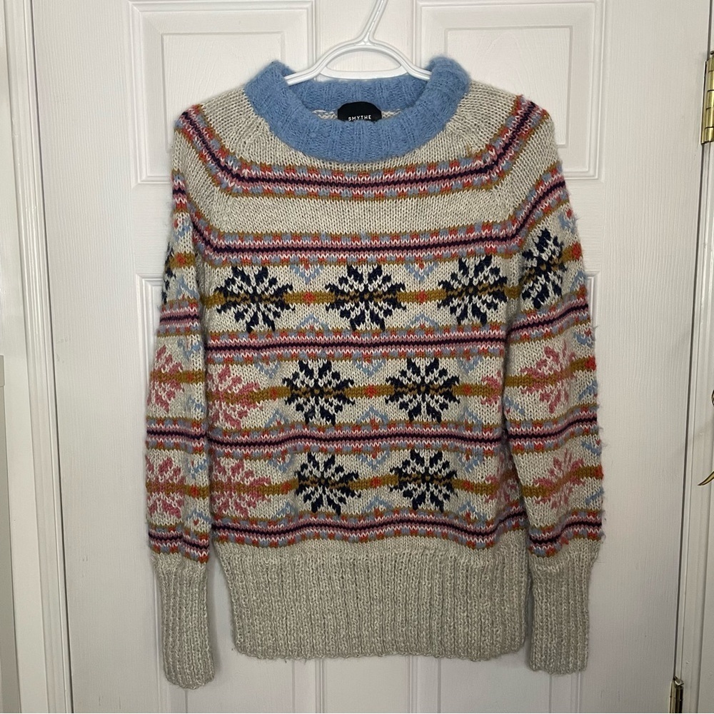 Smythe x Augden 100% Alpaca Nordic Crewneck Pullover Sweater Small